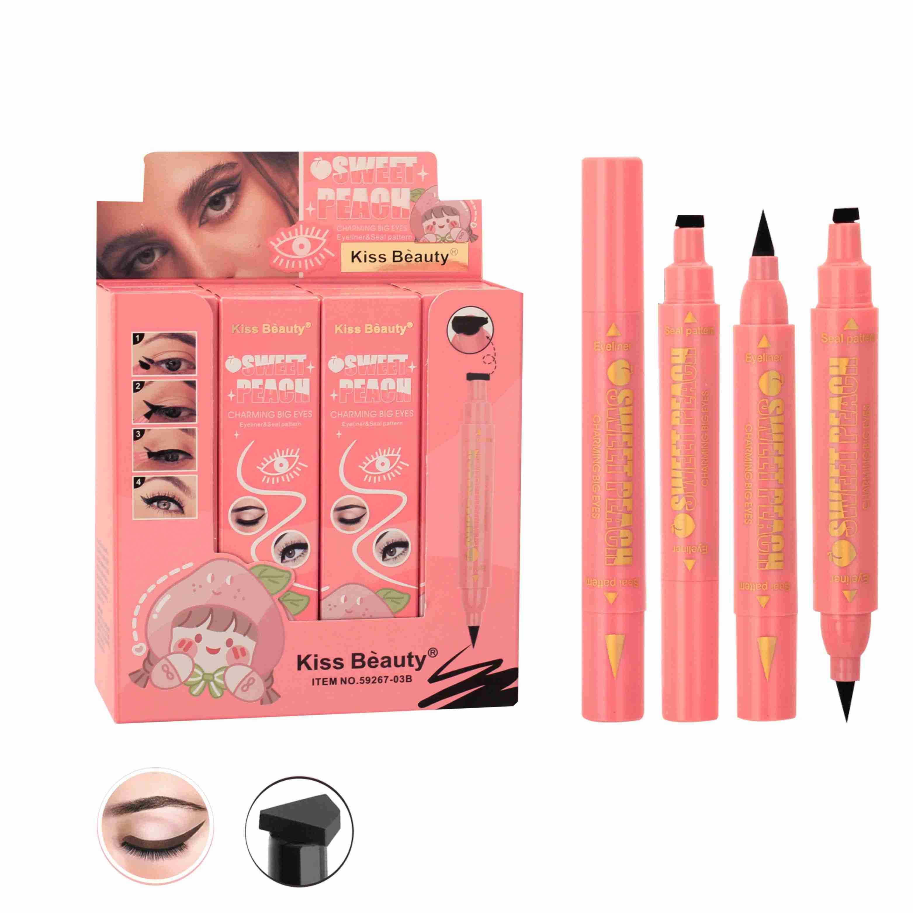 Delineador sweet peach 2 en 1 Sello Kiss Beauty