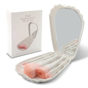 Brochas Perla 5 Piezas Estuche + Espejo - #Beige