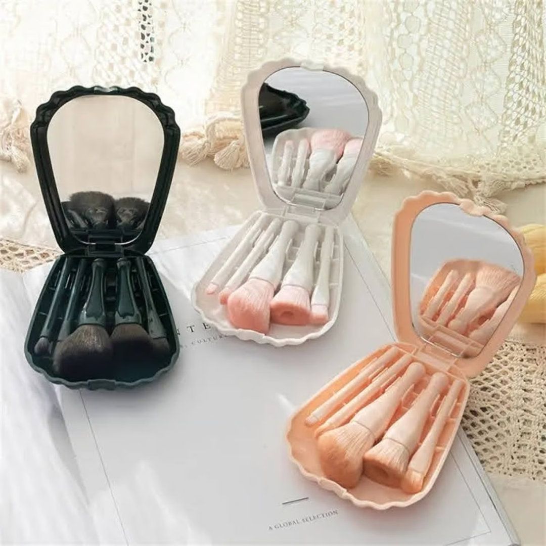 Brochas Perla 5 Piezas Estuche + Espejo - Imagen 3