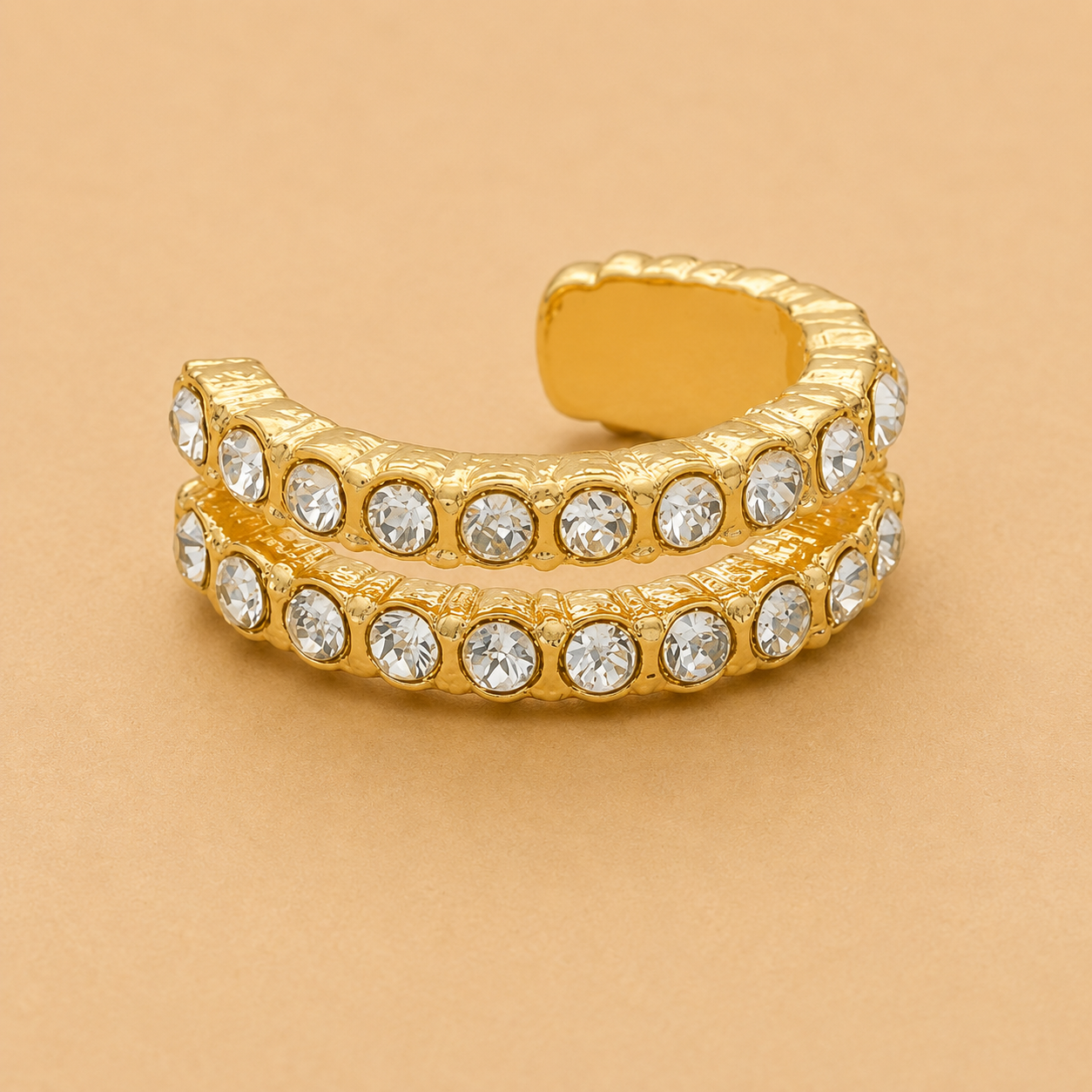 Earcuff doble fila dorada con gemas - Imagen 5