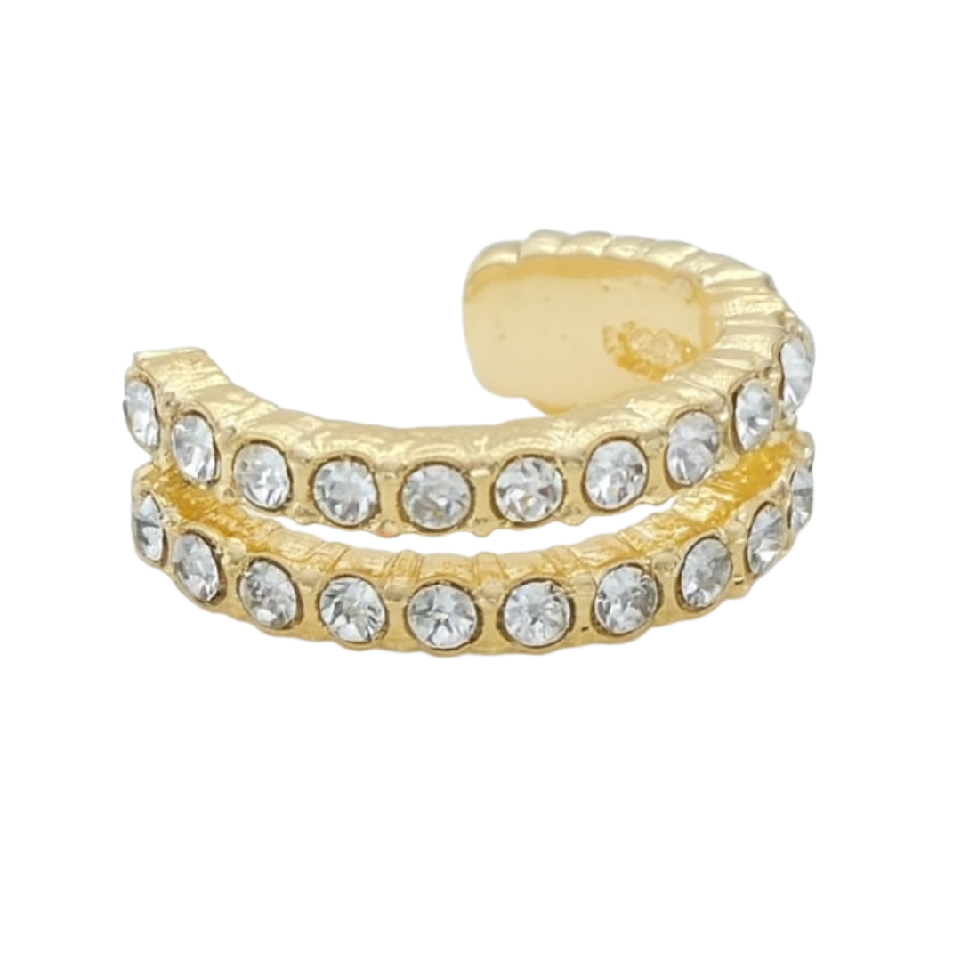 Earcuff doble fila dorada con gemas