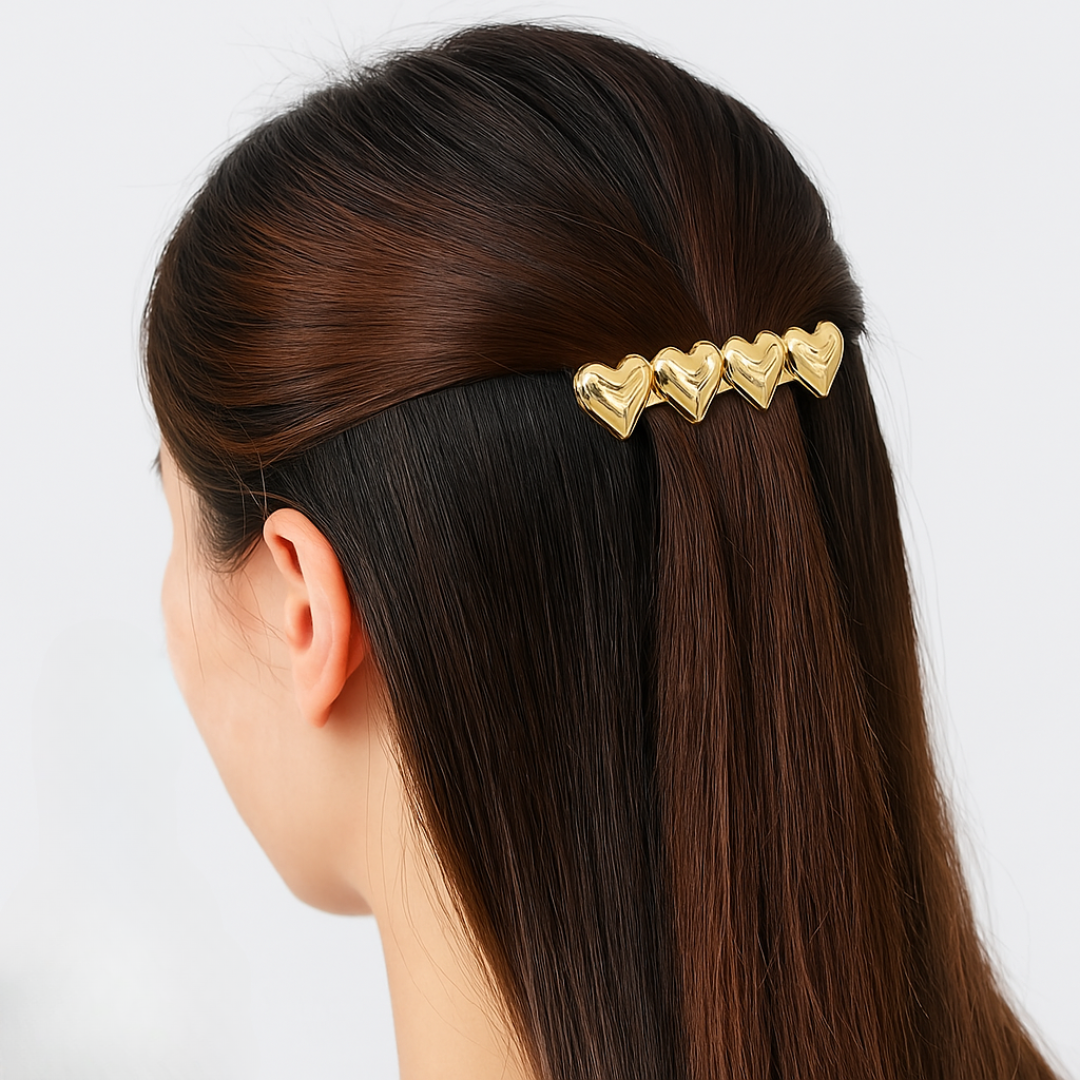 Clip para el cabello hebilla 5 corazones fashion - Imagen 3