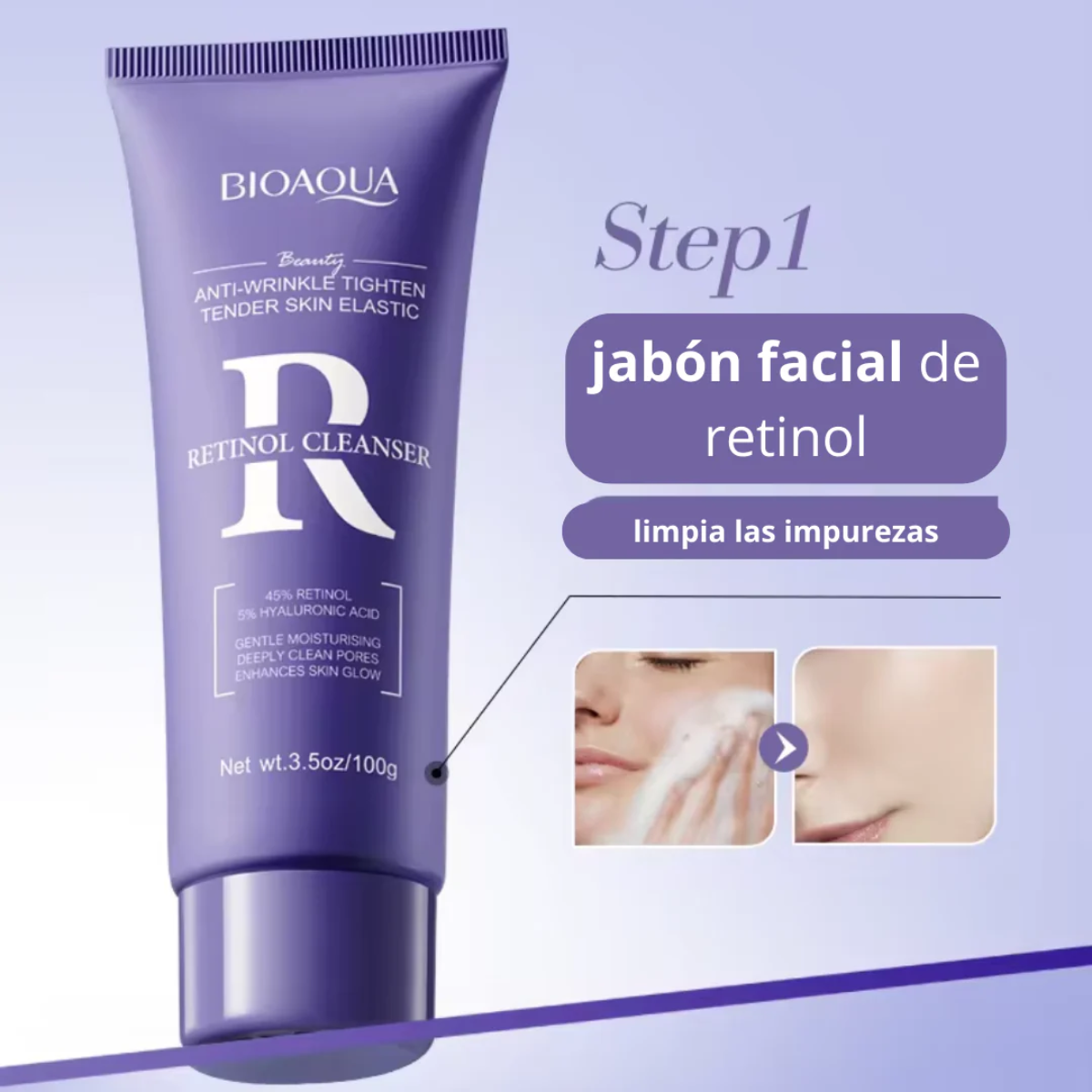 Jabon Facial Retinol Bioaqua - Imagen 3
