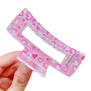 Caiman acrilico para el cabello - #love rosa