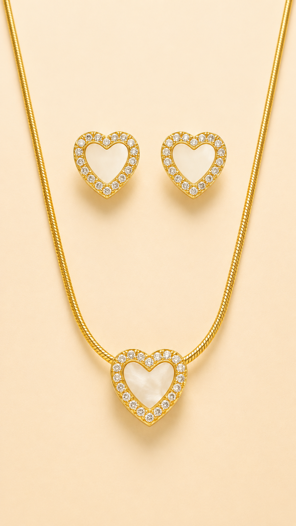 Set cadena y dije + aretes gemas Love blanco - Imagen 13