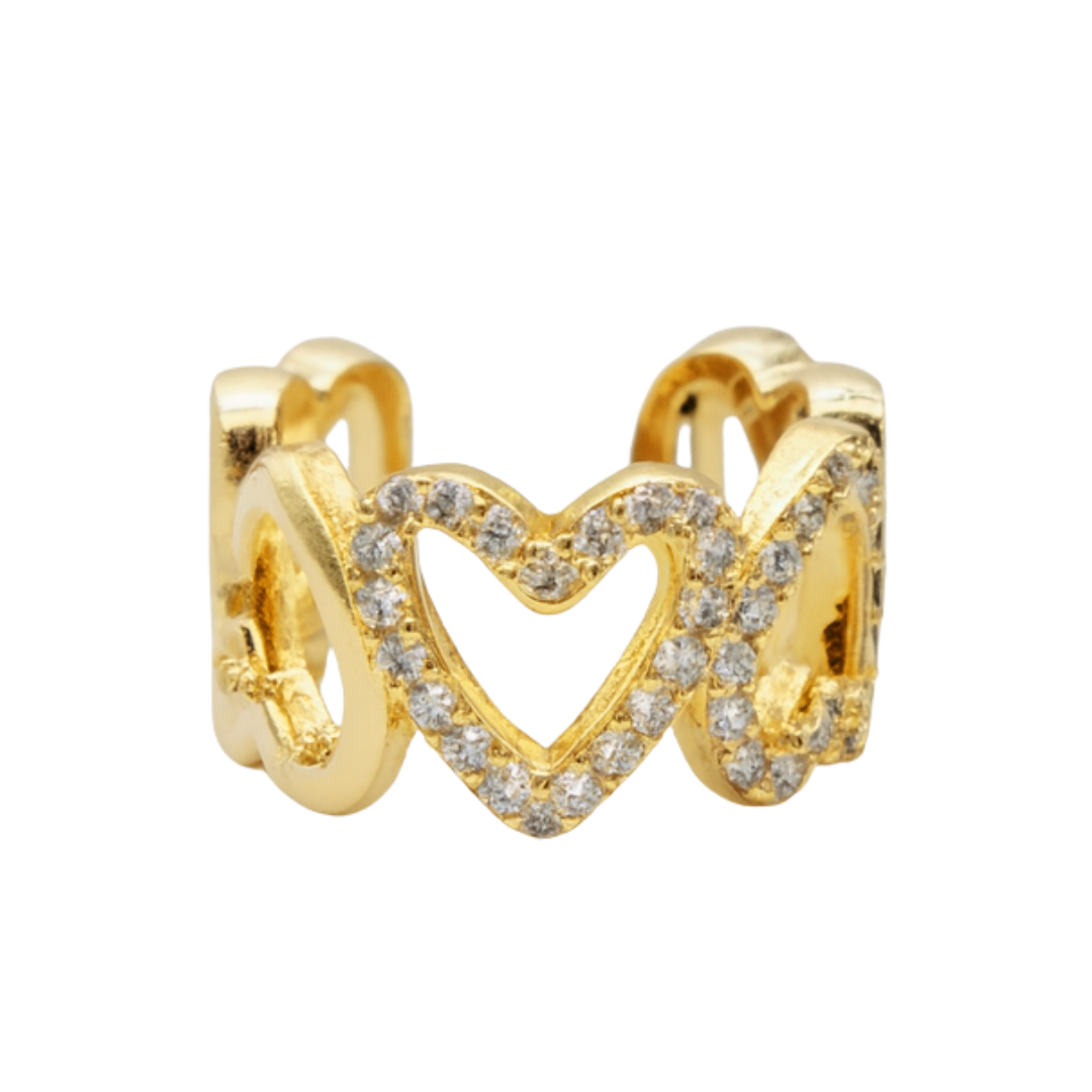 Earcuff corazones dorados y gemas