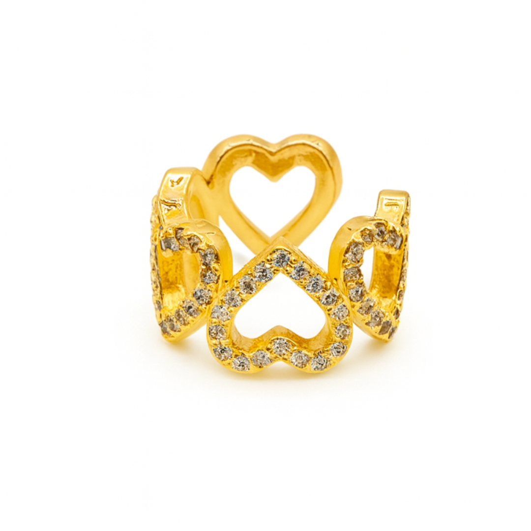 Earcuff corazones dorados y gemas - Imagen 5