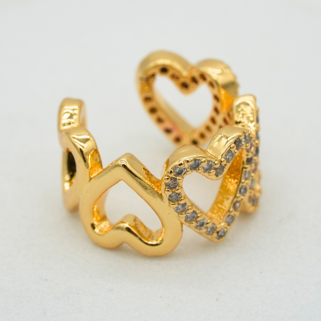 Earcuff corazones dorados y gemas - Imagen 2
