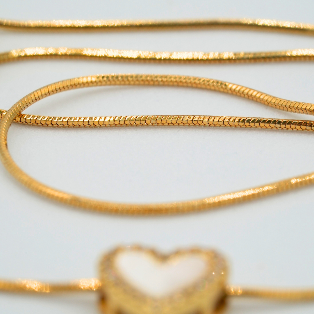 Set cadena y dije + aretes gemas Love blanco - Imagen 5