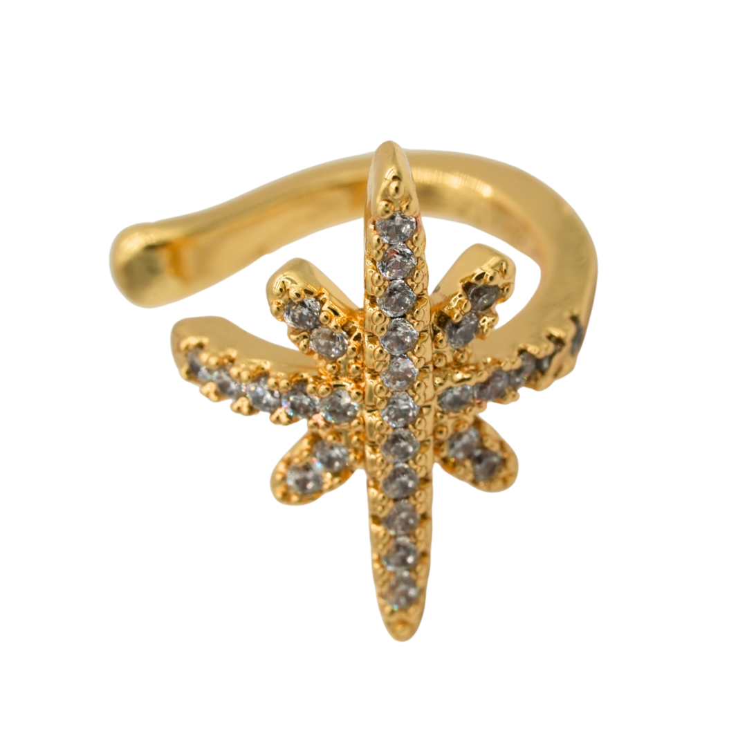 Earcuff destello dorado y gemas
