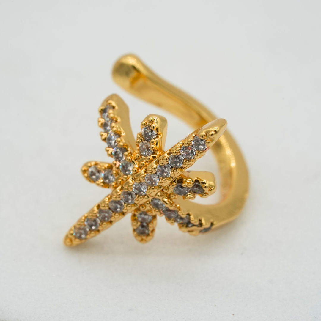 Earcuff destello dorado y gemas - Imagen 3