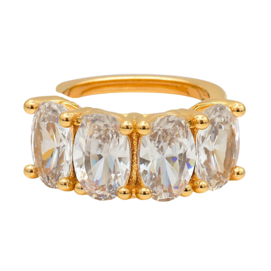 Earcuff dorado de lujo 4 gemas