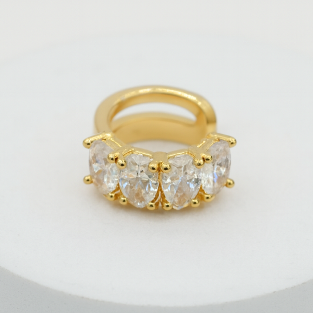 Earcuff dorado de lujo 4 gemas - Imagen 4