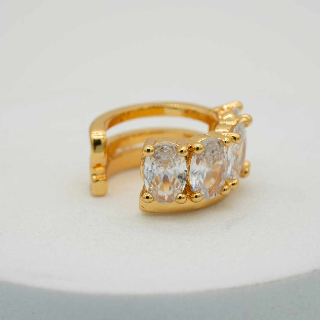 Earcuff dorado de lujo 4 gemas - Imagen 3