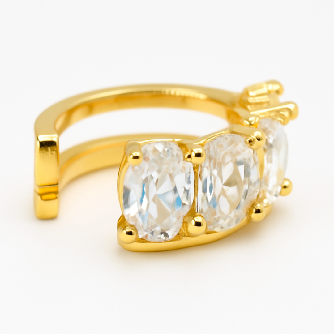Earcuff dorado de lujo 4 gemas - Imagen 2