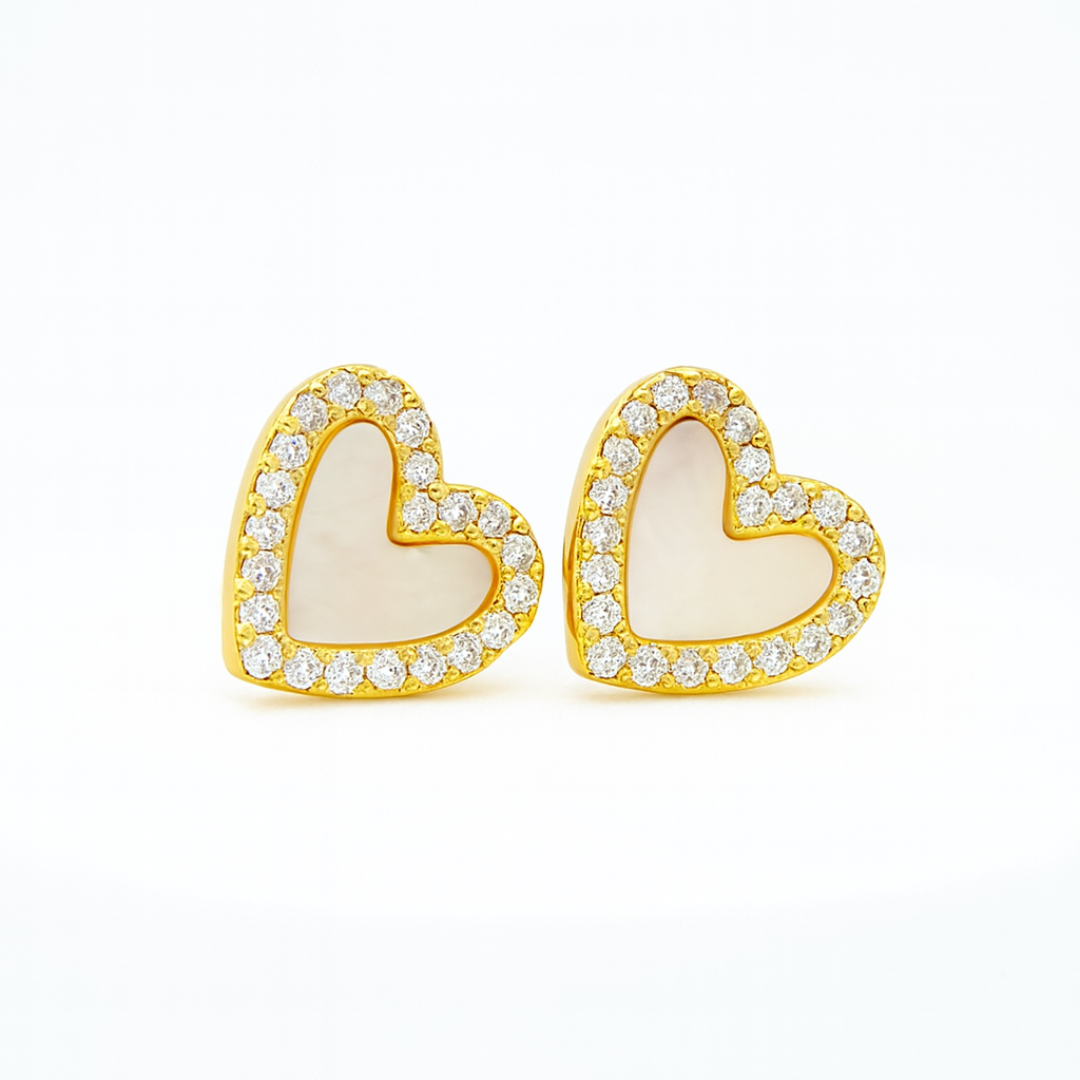 Set cadena y dije + aretes gemas Love blanco - Imagen 10
