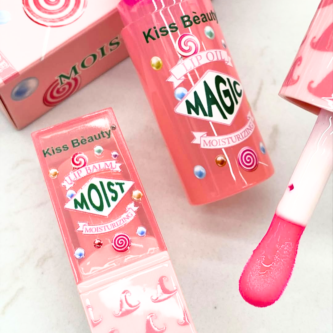 Set 2 en 1 lip gloss + balsamo en barra Kiss beauty - Imagen 4
