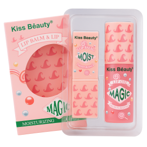 Set 2 en 1 lip gloss + balsamo en barra Kiss beauty