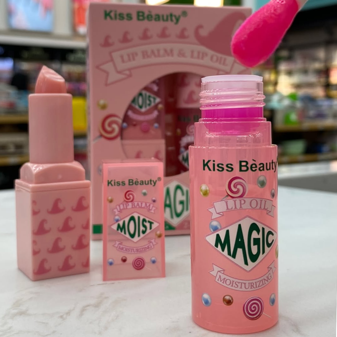 Set 2 en 1 lip gloss + balsamo en barra Kiss beauty - Imagen 3
