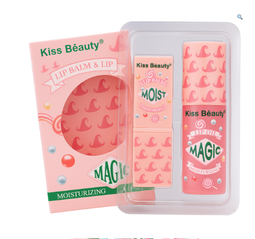 Set 2 en 1 lip gloss + balsamo en barra Kiss beauty - Imagen 5