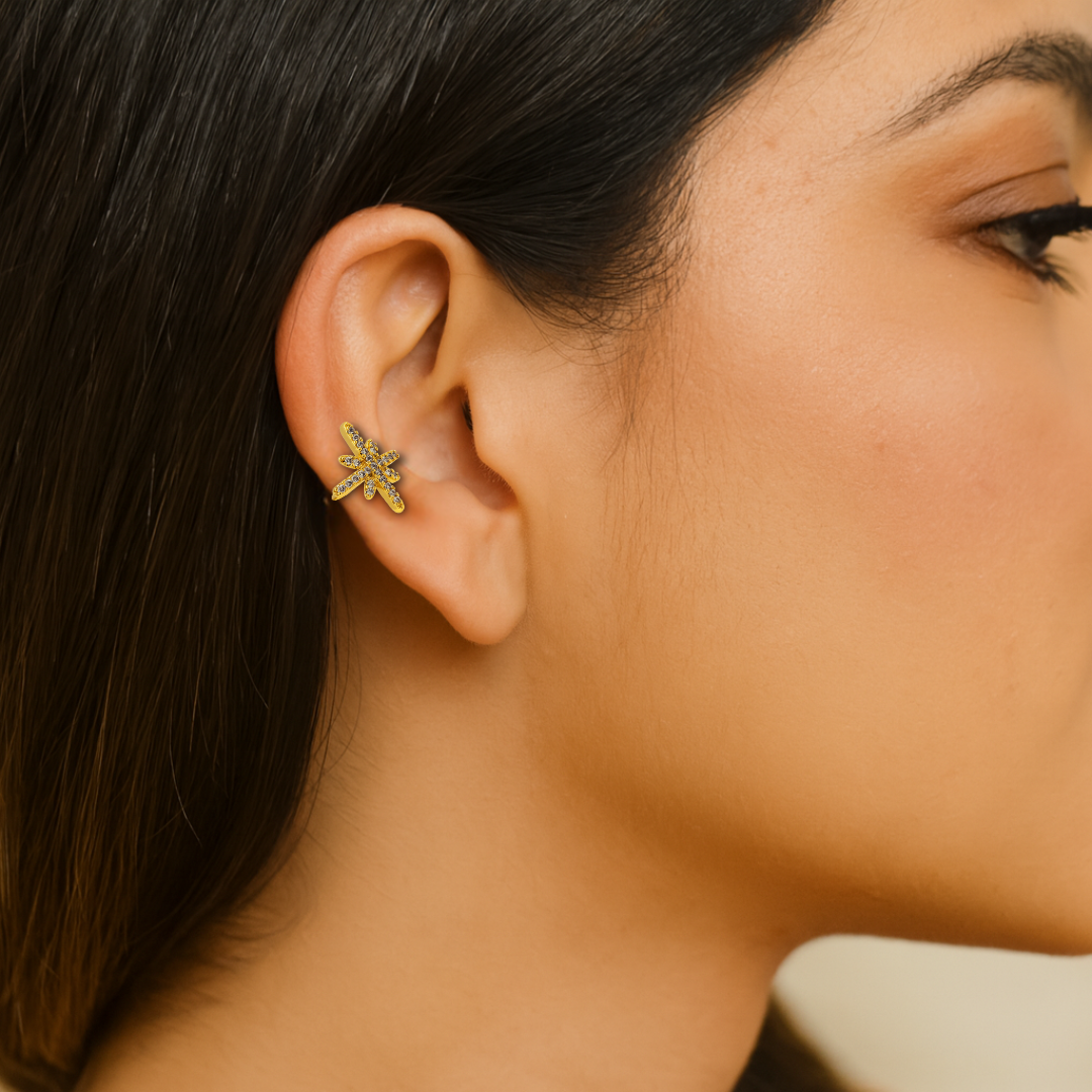 Earcuff destello dorado y gemas - Imagen 4